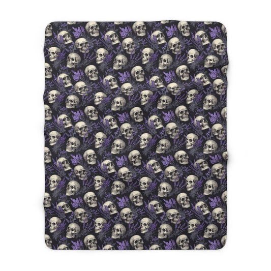 Midnight Lavender Skulls Fleece Blanket
