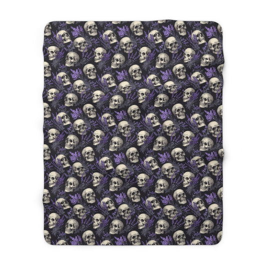 Midnight Lavender Skulls Fleece Blanket
