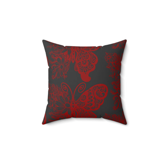 Crimson Flutter Throw Pillow