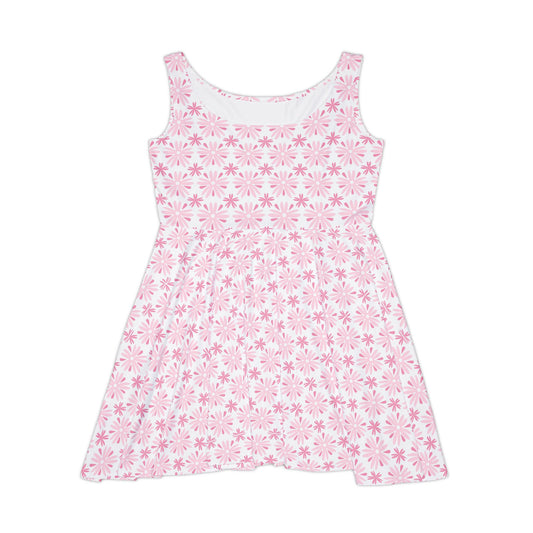Pink Daisies Women's Skater Dress - Fun Spring Floral Dress for Every Occasion