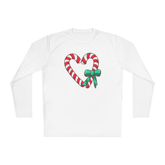 Candy Cane Heart Adult Long Sleeve Tee