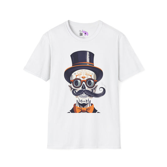 Top Hat & Mustache Skull Adult T-shirt
