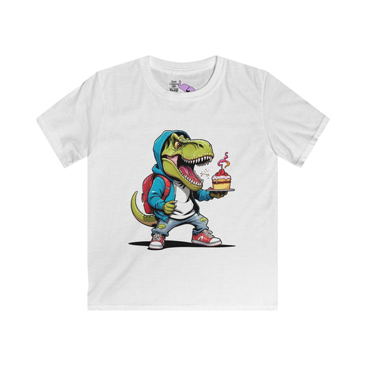 Dinosaur w/Cake Youth Softstyle Tee