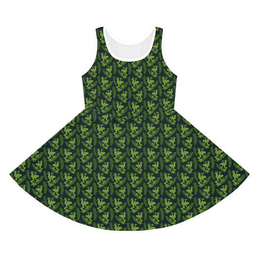 Emerald Canopy Frogs Girls' Sleeveless Sundress