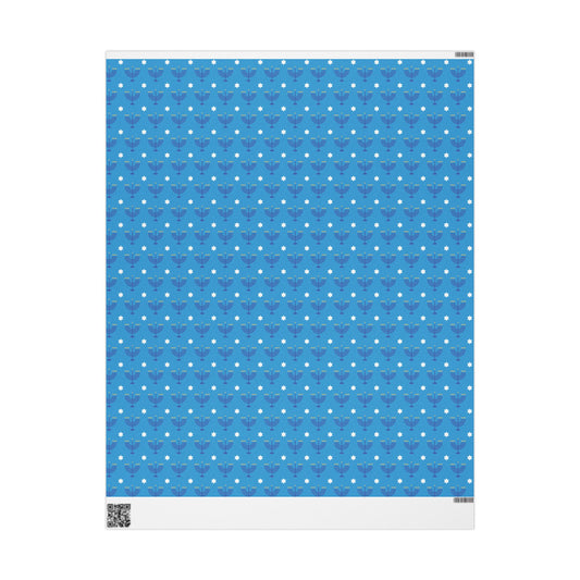 Blue/White Star of David Hanukkah Wrapping Paper