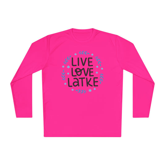 Hanukkah Live Love Latke Adult Long Sleeve Tee