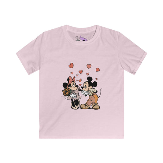 Valentines Mickey Loves Minnie Youth Softstyle Tee