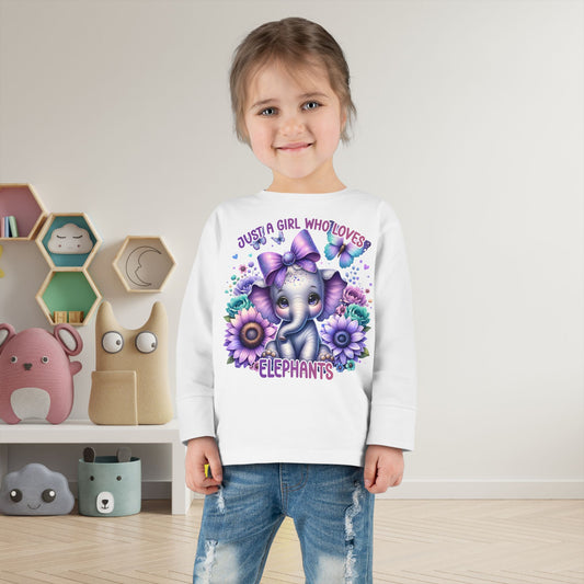 Just A Girl Who Loves Elephants Toddler Long Sleeve Tee