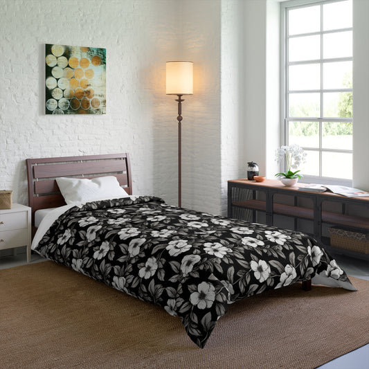 Black & White Daisies Comforter