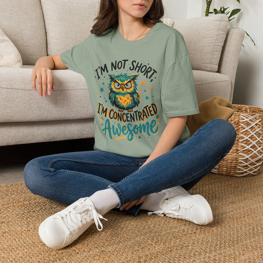 I'm Not Short I'm Concentrated Awesome (Owl) Adult T-shirt