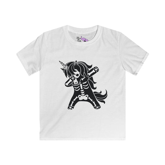 Dabbing Unicorn Skeleton Youth Softstyle Tee