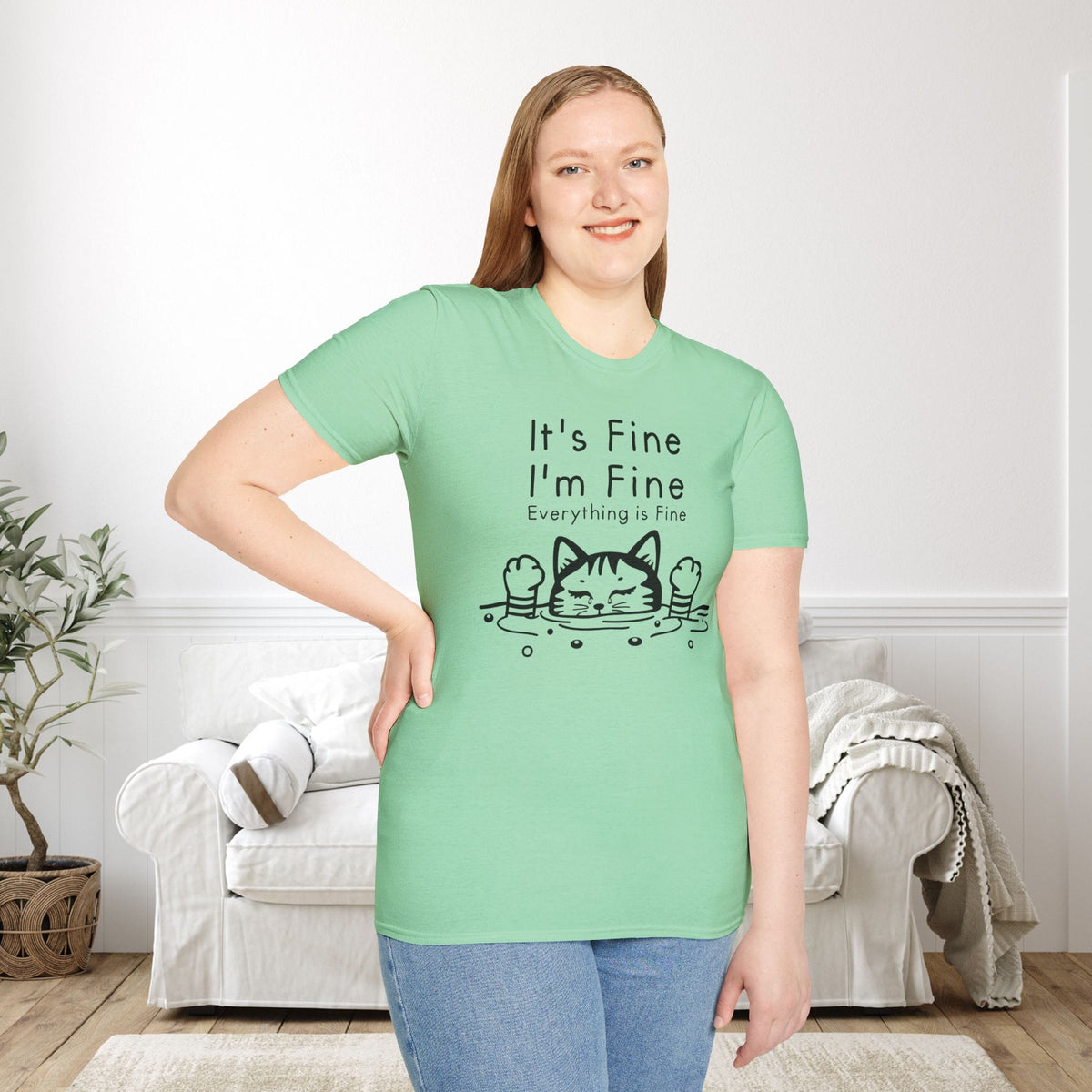 It's Fine I'm Fine Everything's Fine (Cat) Adult T-shirt