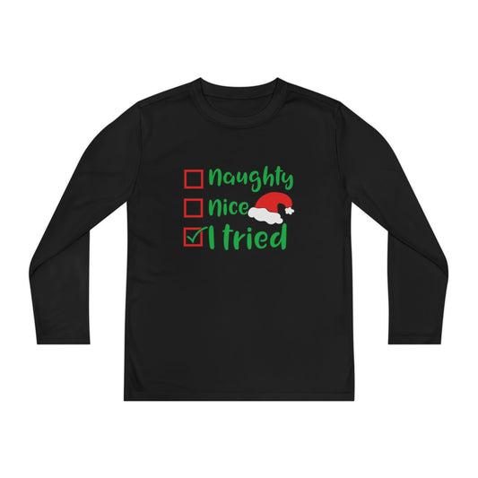 Naughty Nice I Tried Youth Long Sleeve Tee