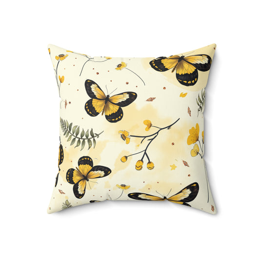Sunlit Butterfly Bloom Throw Pillow