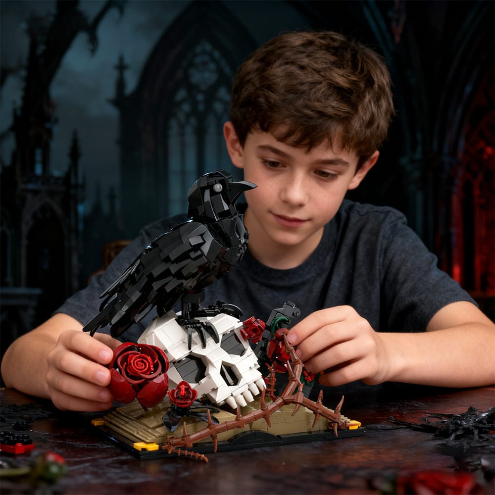 Raven, Skull & Roses Building Block Set – Gothic Display Model