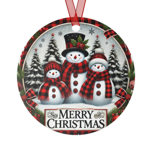 Merry Snowmen Trio Metal Ornament