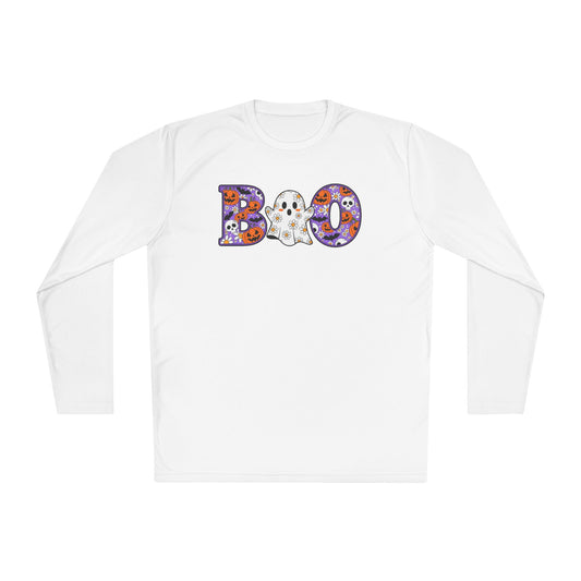 Cute Floral Boo w/Ghost Adult Long Sleeve Tee