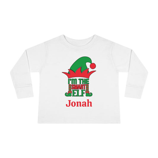 I'm The Smart Elf Personalized Toddler Long Sleeve Tee