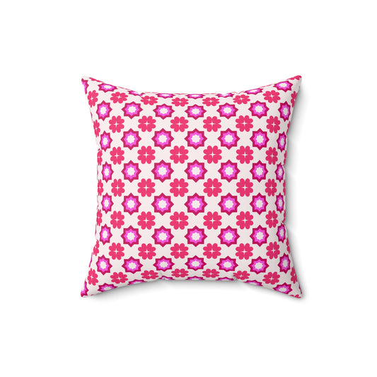 Rosy Star Garden Throw Pillow