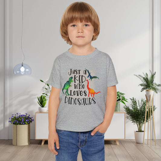Just A Kid Who Loves Dinosaurs Heavy Cotton™ Toddler T-shirt