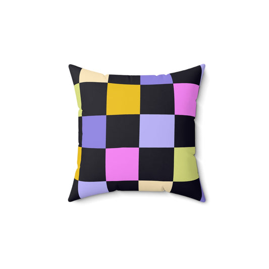 Joyful Checkerboard Throw Pillow
