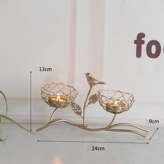 Golden Bird Tabletop Candle Holder