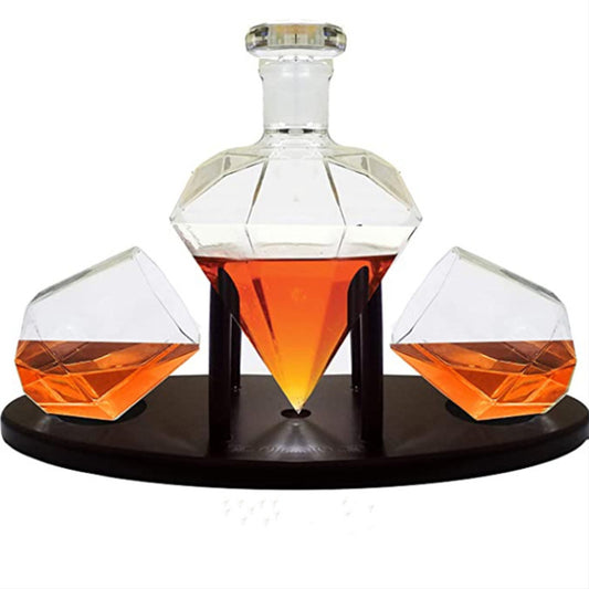 Diamond-shaped Decanter w/Lid & Base