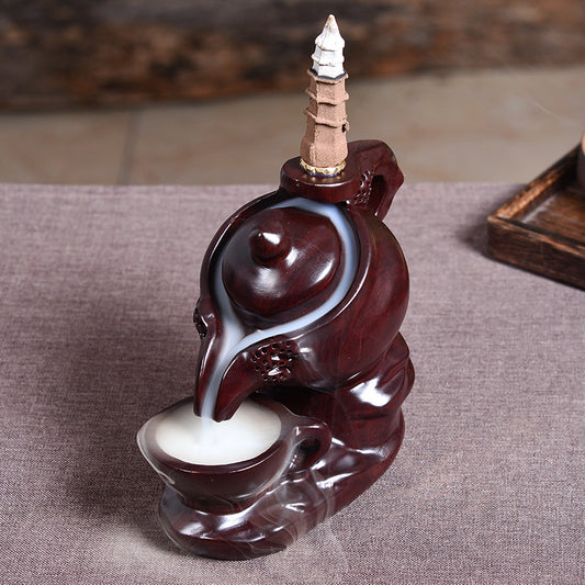 Glossy Teapot Backflow Incense Burner