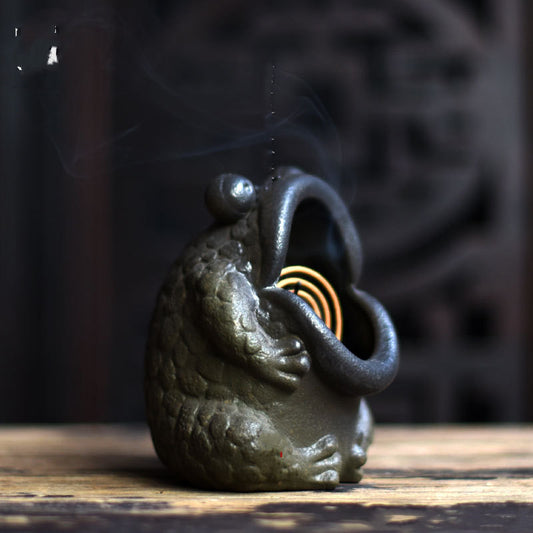 Open-Mouthed Frog Coil Incense Burner or Herb Planter