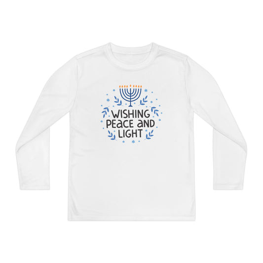 Hanukkah Wishing Peace & Light Youth Long Sleeve Tee
