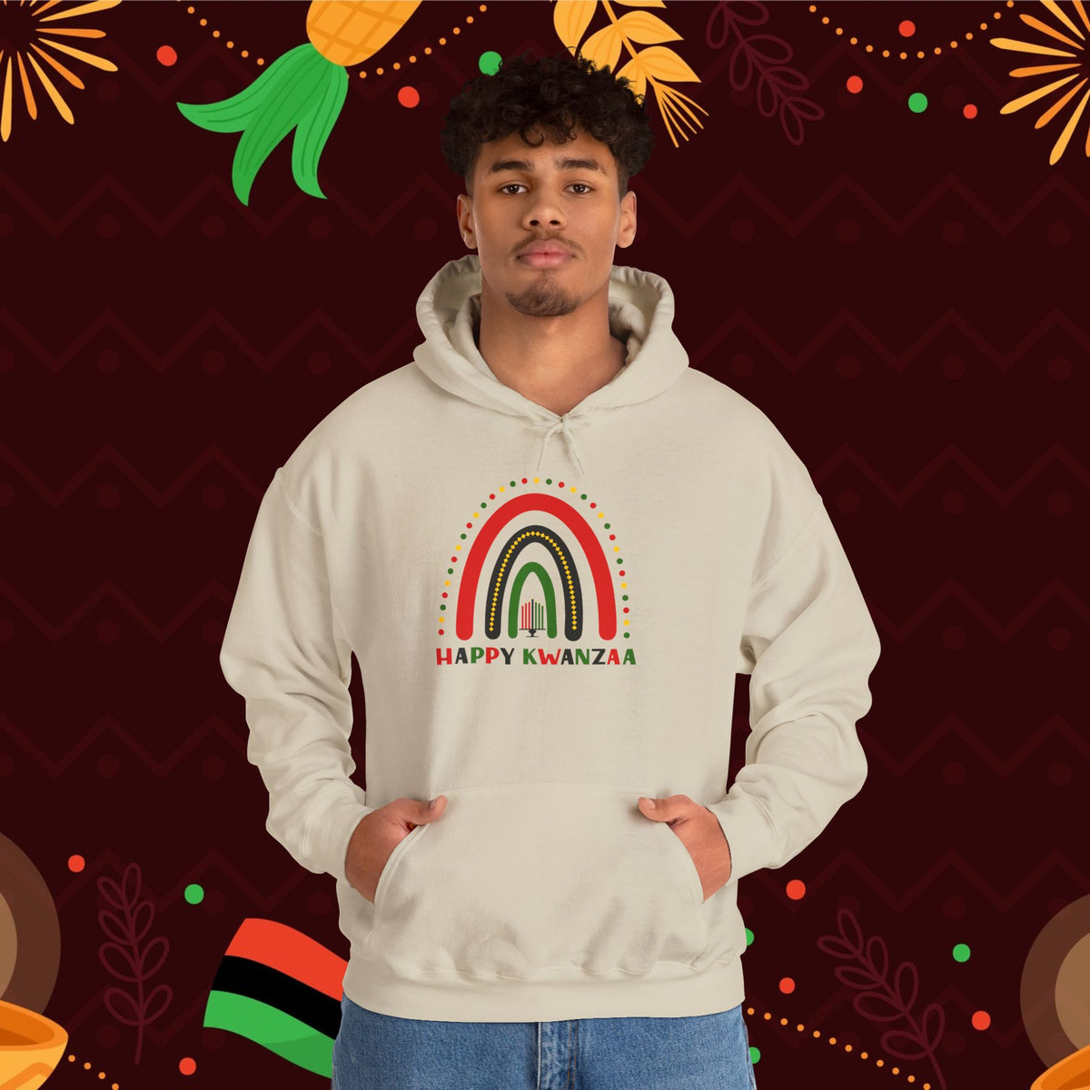 Happy Kwanzaa Arch Adult Heavy Blend™ Hooded Sweatshirt
