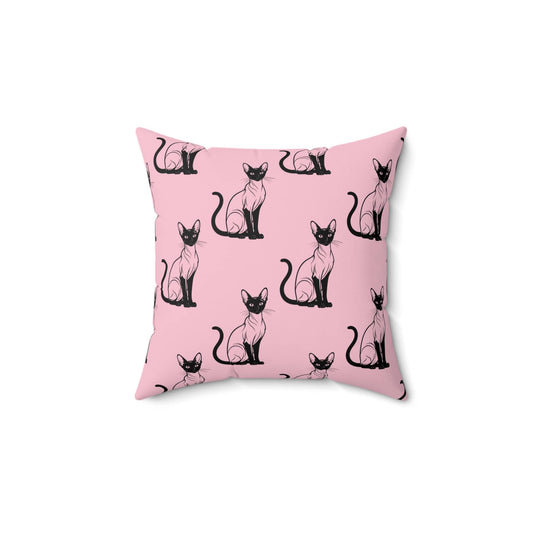 Siamese Charm – Pink Whisper Throw Pillow