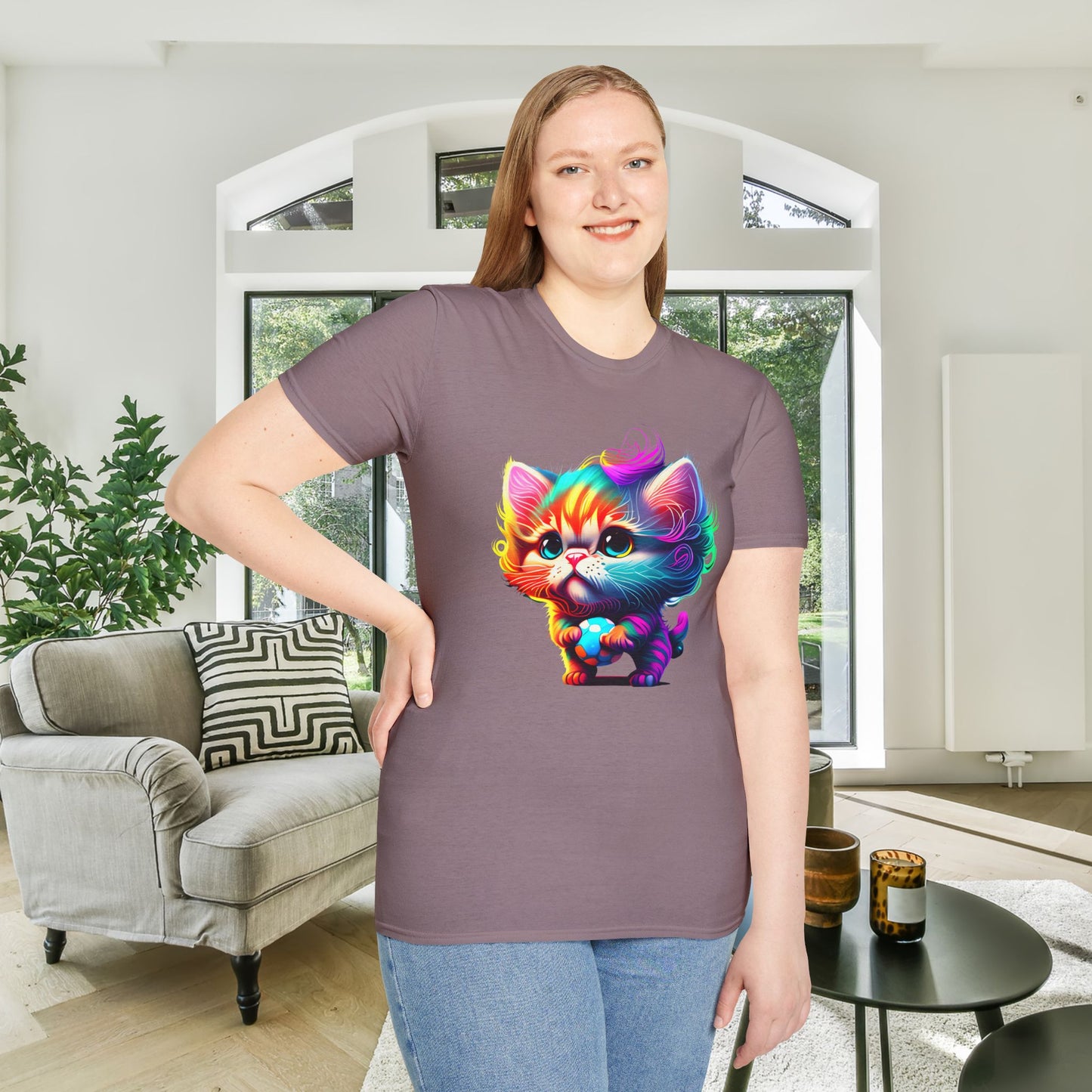 Cute Colorful Kitten Adult T-shirt