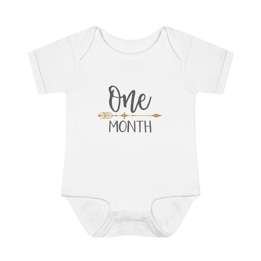 Golden Arrow Milestone Baby Bodysuit-One Month