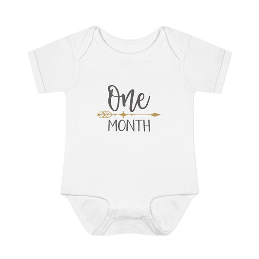 Golden Arrow Milestone Baby Bodysuit-One Month