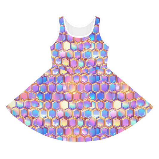 Aurora Hexagons Girls' Sleeveless Sundress