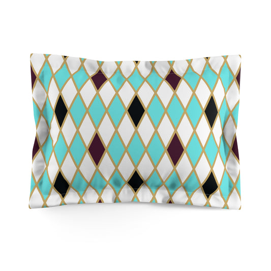 Teal/White Harlequin Microfiber Pillow Sham