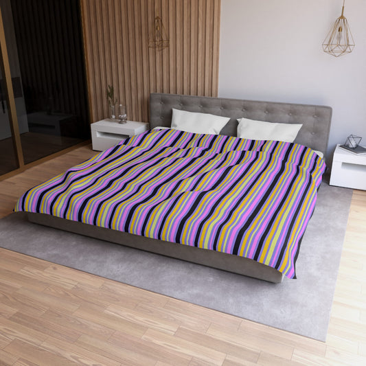 Midnight Pop Stripes Microfiber Duvet Cover