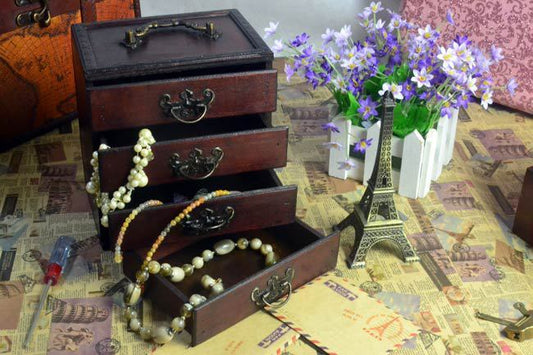 Wooden 4-Drawer Jewelry Box