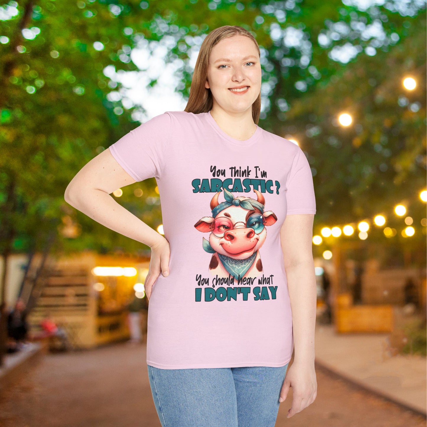 You Think I'm Sarcastic... Cute Cow Adult T-shirt