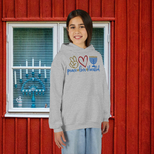 Peace Love Hanukkah Youth Heavy Blend Hoodie