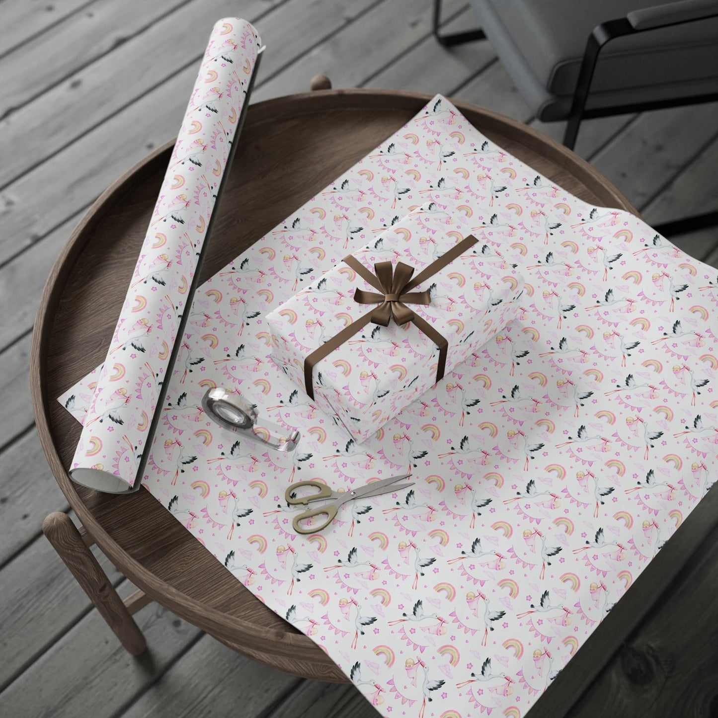 Baby Girl Stork Delivery Gift Wrap