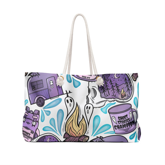 Spooky Camping (White/Purple) Weekender Bag