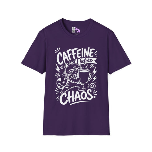 Caffeine Before Chaos (Cat) Adult T-shirt