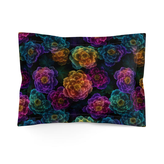 Neon Whisper Blooms Microfiber Pillow Sham