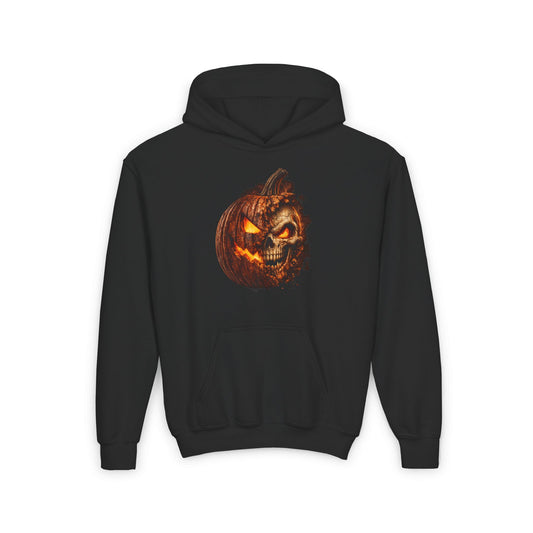 Crumbling Jack-O'-Lantern Skull Youth Heavy Blend Hoodie