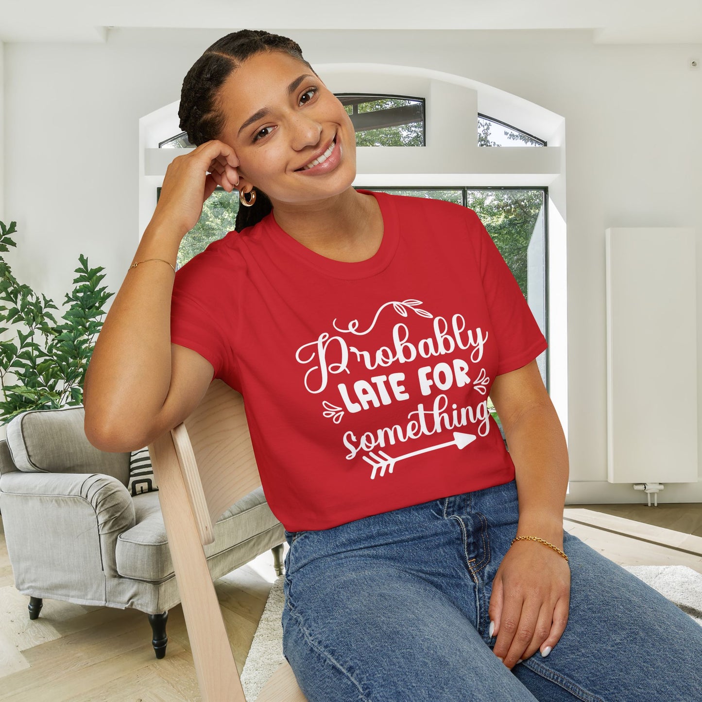 Probably Late For Something Adult T-shirt