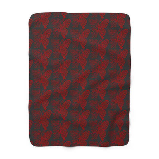 Crimson Flutter Sherpa Fleece Blanket