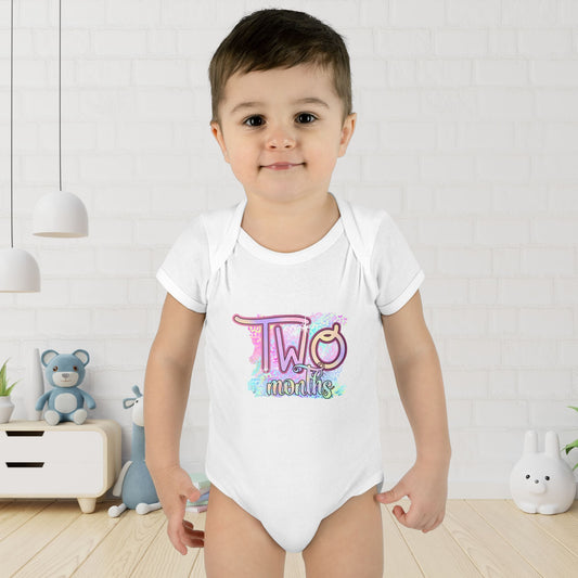 Pastel Wild One Milestone Baby Bodysuit-Two Months