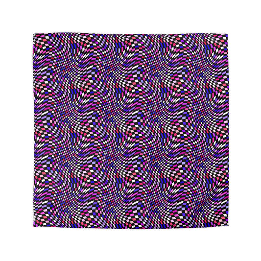 Warped Purple Checkered Microfiber Duvet Cover